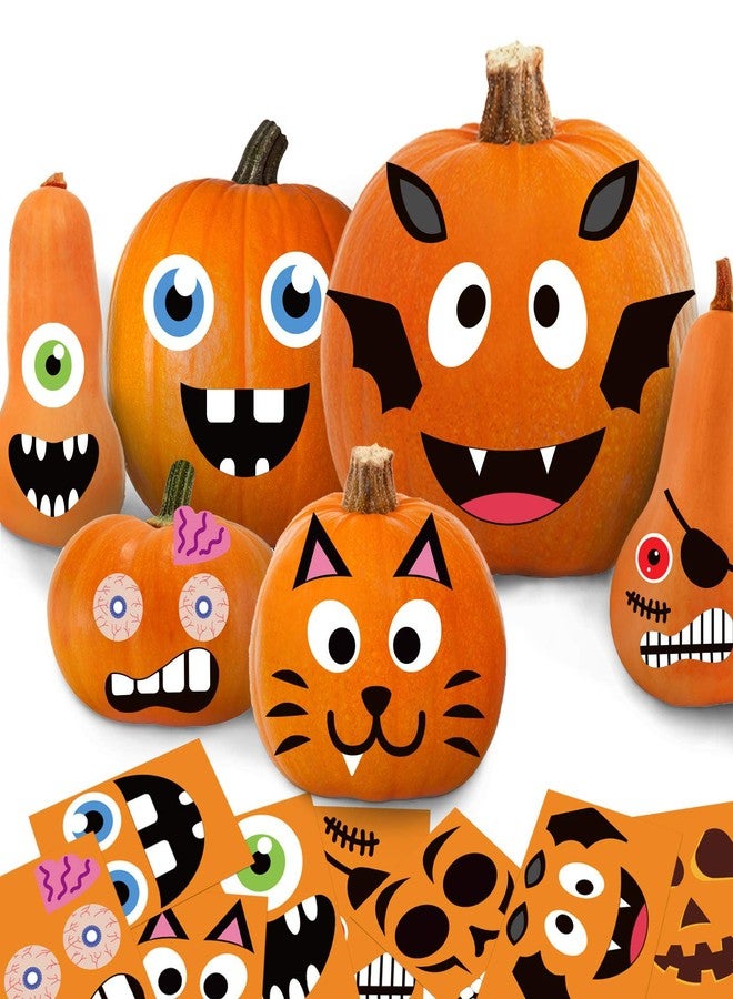 Funnlot Halloween Pumpkin Decorating Kit Crafts Face Stickers Halloween Pumpkin Decor Stickers Jack O Lantern Stickers Pumpkin Stickers for Kids Halloween Party Favors 24 Sheet - Image 1